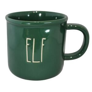 Rae Dunn Artisan Collection Magenta ELF Coffee Mug Cup Christmas Green & White